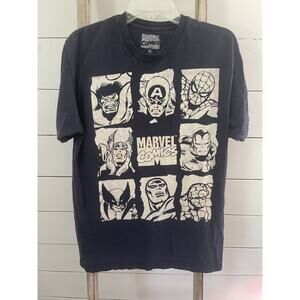 Marvel Comics Hero Faces Black And White T Shirt Men's Size Large